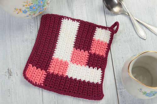 Agarrador de ganchillo hecho a mano accesorio de cocina regalo original - MADEheart.com