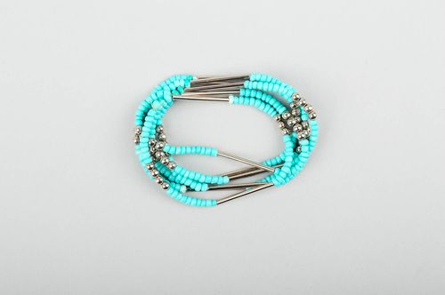 Bracelet perles de rocaille Bijou fait main turquoise multirang Cadeau femme - MADEheart.com
