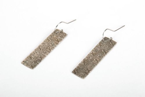 Rectangular earrings made of cupronickel  - MADEheart.com