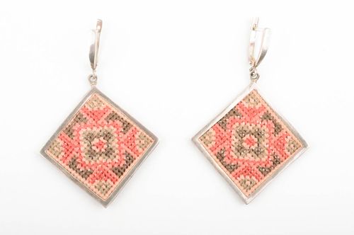 Handmade earrings gift for women earrings in silver frame unusual jewelry - MADEheart.com