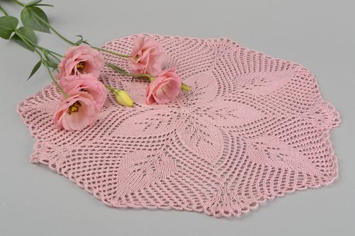 Napperon dentelle fait main Déco cuisine ronde rose ajourée Cadeau femme - MADEheart.com
