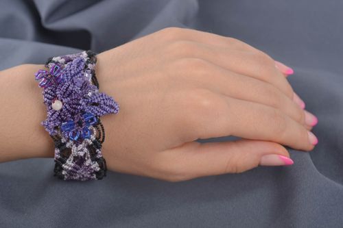 Parure bijoux Bracelet fait main fils macramé Broche fantaisie Cadeau fille - MADEheart.com