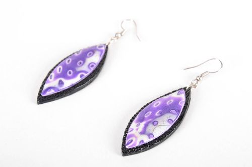 Purple Earrings Made of Polymer Clay - MADEheart.com