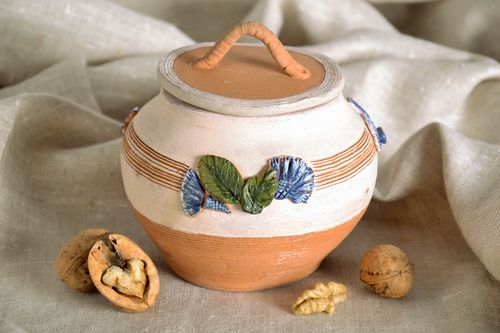 Pot en céramique avec couvercle fait main - MADEheart.com