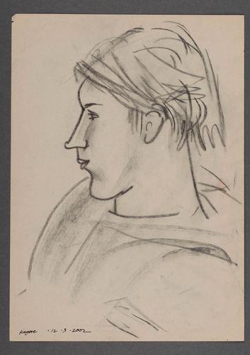 Portrait croquis profil femme au charbon - MADEheart.com