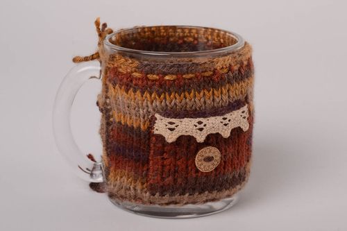 Handmade crocheted case cup unusual designer present beautiful home textile - MADEheart.com