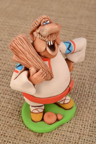 Handmade clay statuette Fat Man with Club - MADEheart.com