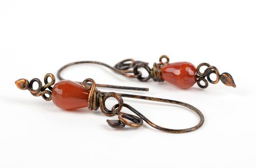 Boucles doreilles agate cuivre Bijou fait main design élégant Cadeau femme - MADEheart.com