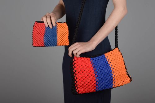 Trousse beauté fait main Sac bandoulière Accessoires femme Arménie macramé - MADEheart.com