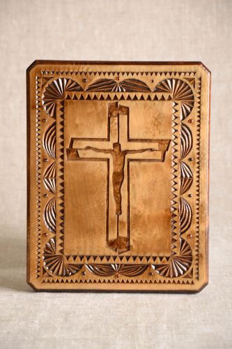 Икона ручной работы икона из дерева с крестом сувенир из дерева для верующих - MADEheart.com