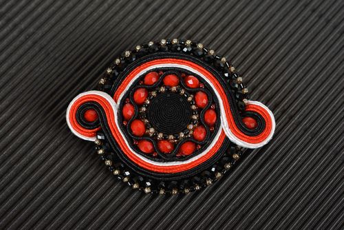 Handmade brooch soutache brooch evening accessories with natural stones - MADEheart.com