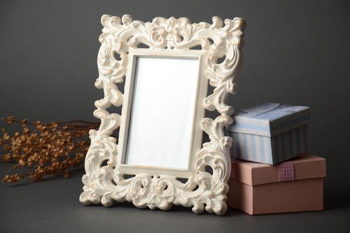 White carved photo frame 10x15 - MADEheart.com