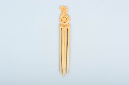 Haarstab Holz handmade Haarschmuck für Dutt Haarschmuck Holz hell braun - MADEheart.com