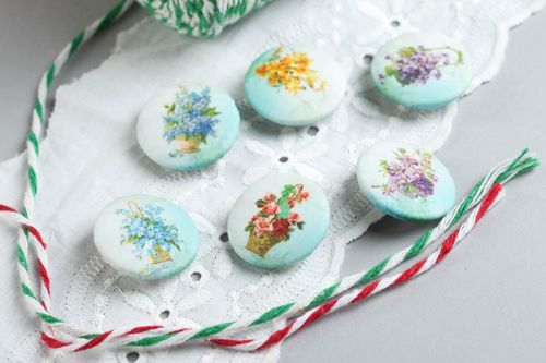 Unusual handmade plastic button handmade accessories for sewing 6 pieces - MADEheart.com
