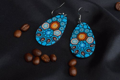 Pendientes ovalados hechos a mano de arcilla bisutería fina regalo para ella - MADEheart.com