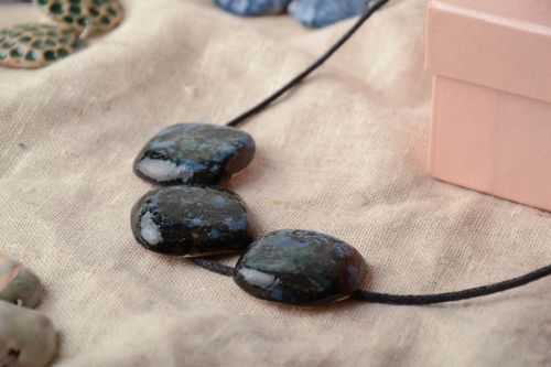 Clay necklace painted with enamels Ancient Stones - MADEheart.com
