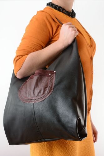 Schwarze Handtasche aus Leder - MADEheart.com