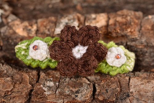 Handmade Häkel Accessoire Haarschmuck Blumen Haar Spange aus Baumwolle - MADEheart.com