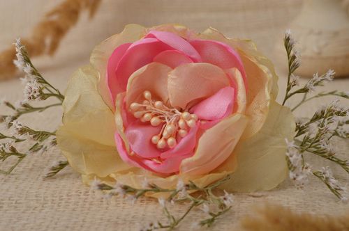 Nice handmade textile barrette hair clip brooch jewelry designer accessories - MADEheart.com