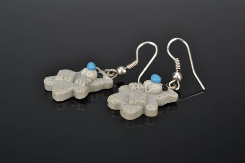 Polymer clay earrings Gray Bears - MADEheart.com
