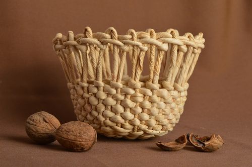 Beautiful handmade woven bowl candy bowl design kitchen supplies table setting - MADEheart.com