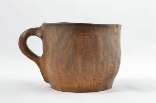 Hand molded clay coffee cup with handle 0,93 lb - MADEheart.com