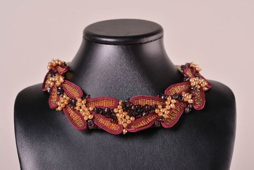 Handmade soutache necklace embroidered necklace with beads fashion nacklace  - MADEheart.com