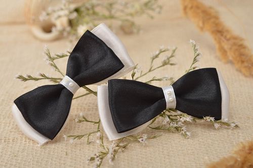 Pinces cheveux fait main Barrettes cheveux noeuds en satin Bijoux fille 2 pièces - MADEheart.com