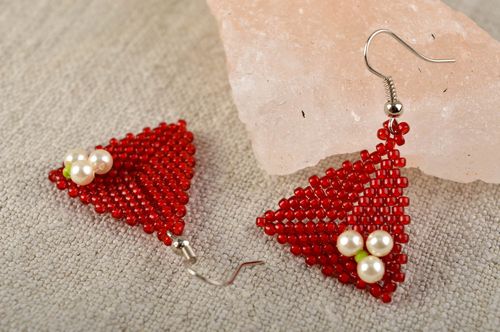 Designer Schmuck Handmade Ohrringe rot Damen Ohrringe Accessoire für Frauen  - MADEheart.com