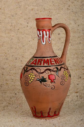 60 oz ceramic wine classic form pitcher with handle from Armenia 11,1,7 lb - MADEheart.com