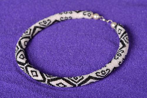 Ethno Halskette Damen Halsschmuck Schmuck handgemacht Glasperlen Schmuck grell - MADEheart.com