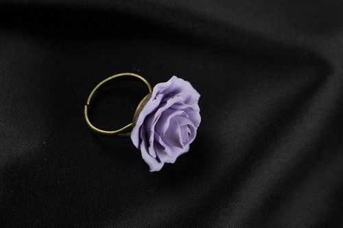 Кольцо с цветком из полимерной глины Роза - MADEheart.com