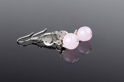 Rose quartz earrings Smile - MADEheart.com