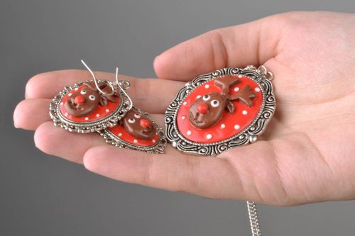 Conjunto de jóias de argila de polímero Cervos - MADEheart.com