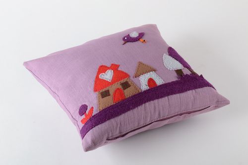 Handmade decorative beautiful soft sofa pillow with zipper pillowcase Village - MADEheart.com