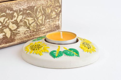 Porta velas hecho a mano de yeso decoración de hogar objeto de decoración - MADEheart.com