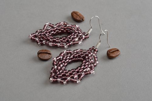 Handmade beaded jewelry dangling leaf earrings stylish accessories gift for girl - MADEheart.com