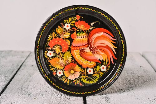 Handmade designer cute tray unusual painted metal tray kitchen accessory - MADEheart.com