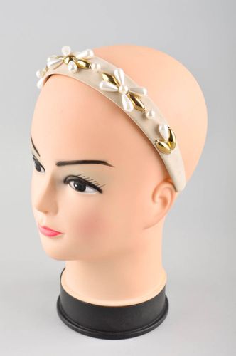 Haar Reif handgemachter Schmuck Geschenk für Mädchen Haar Schmuck hell beig  - MADEheart.com