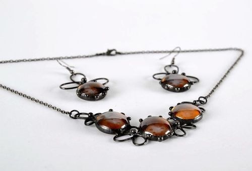 Set of jewelry made from copper and glass - MADEheart.com