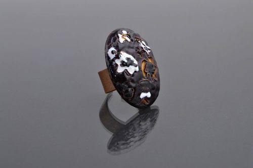 Handmade massive metal ring unusual stylish ring elegant female accessory - MADEheart.com