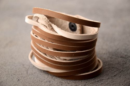 Braunes breites Damen Armband handmade Leder Schmuck Frauen Accessoire  - MADEheart.com