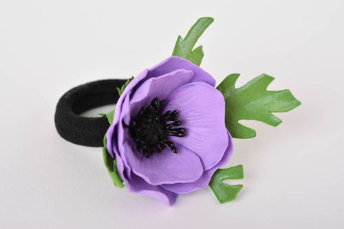 Handmade flower scrunchy foamiran flower barrette hair jewelry for girls - MADEheart.com
