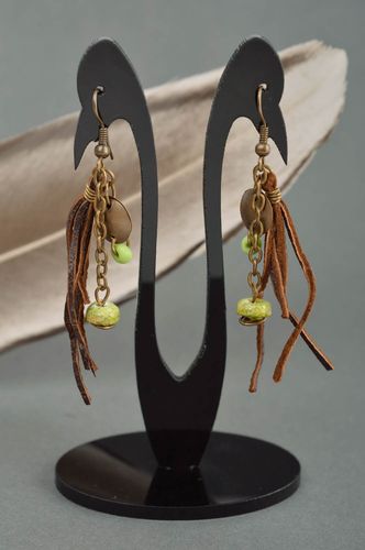 Unusual handmade plastic earrings leather earrings beautiful jewellery - MADEheart.com