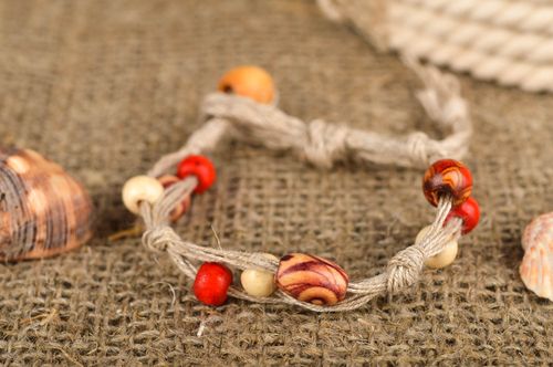 Pulsera con cuentas hecha a mano con hilos regalo original pulsera para mujer - MADEheart.com