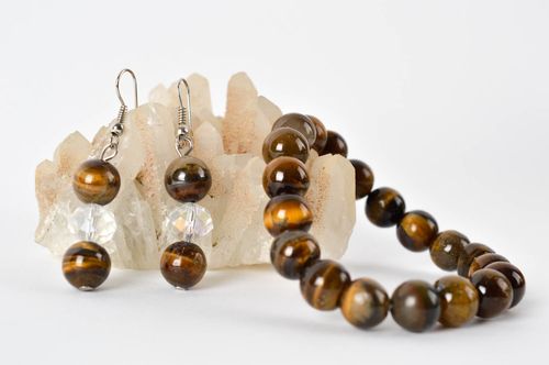 Set di orecchini e bracciale fatto a mano kit di accessori di occhio di tigre - MADEheart.com