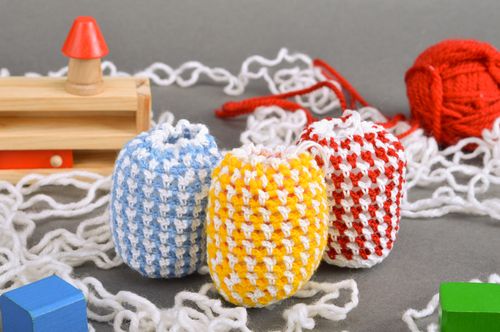 Set of handmade colorful crochet decorative Easter eggs in bags 3 items  - MADEheart.com