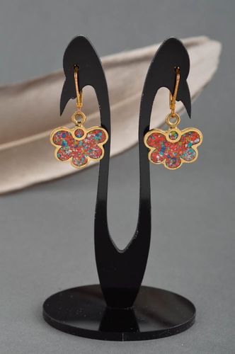 Pendientes de metal artesanales rojos flores regalo original bisutería fina - MADEheart.com