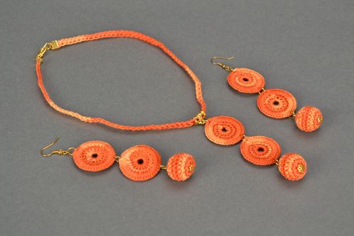 Crocheted handmade jewelry Orange - MADEheart.com