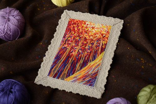 Satin stitch embroidered textile fridge magnet-picture - MADEheart.com